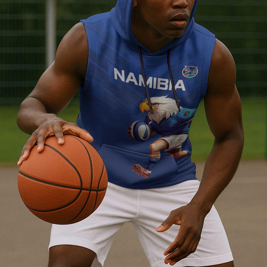 Namibia Rugby Custom Sleeveless Hoodie Eagle Mascot - Sporty Style - African Pride