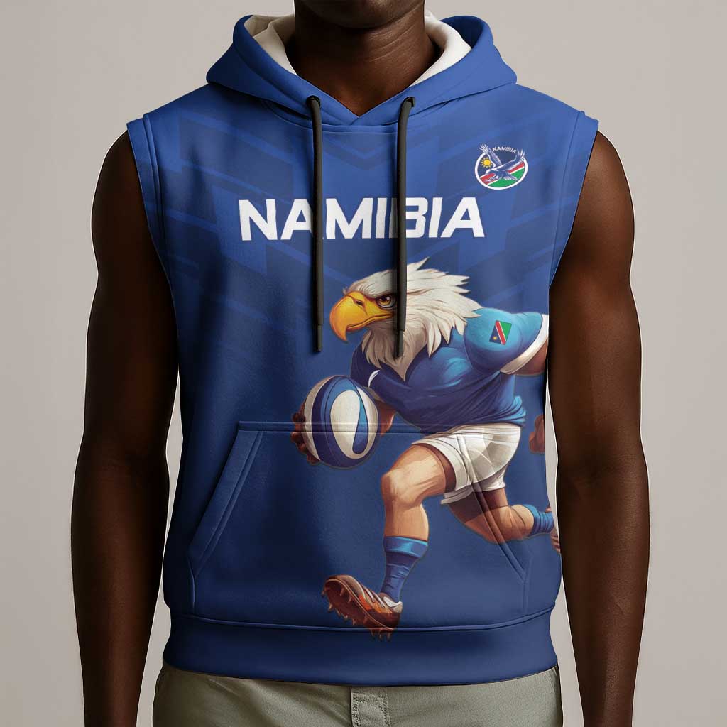 Namibia Rugby Custom Sleeveless Hoodie Eagle Mascot - Sporty Style - African Pride