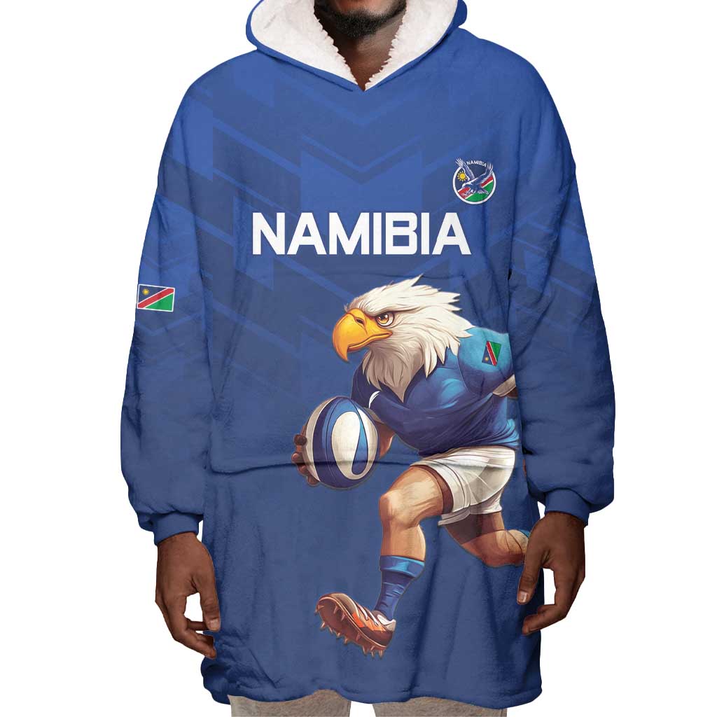 Namibia Rugby Custom Wearable Blanket Hoodie Eagle Mascot - Sporty Style