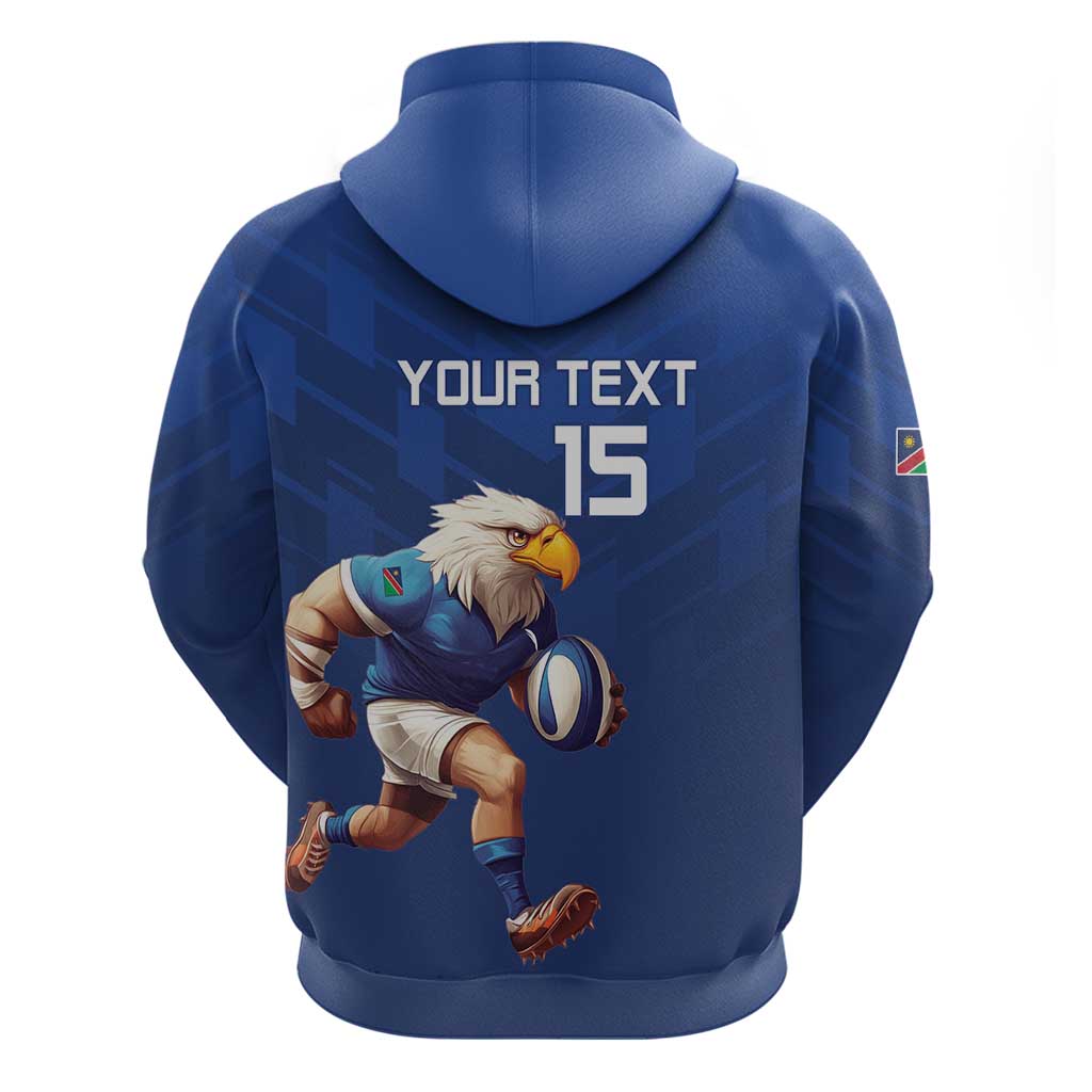 Namibia Rugby Custom Zip Hoodie Eagle Mascot - Sporty Style