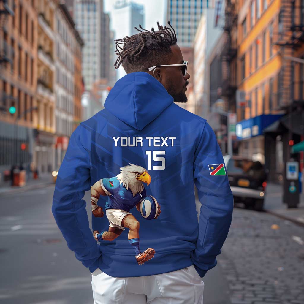 Namibia Rugby Custom Zip Hoodie Eagle Mascot - Sporty Style