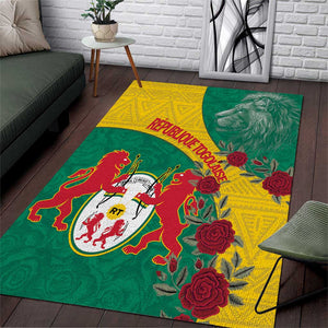 Personalised Togo Area Rug Coat Of Arms - African Mix Rose Pattern