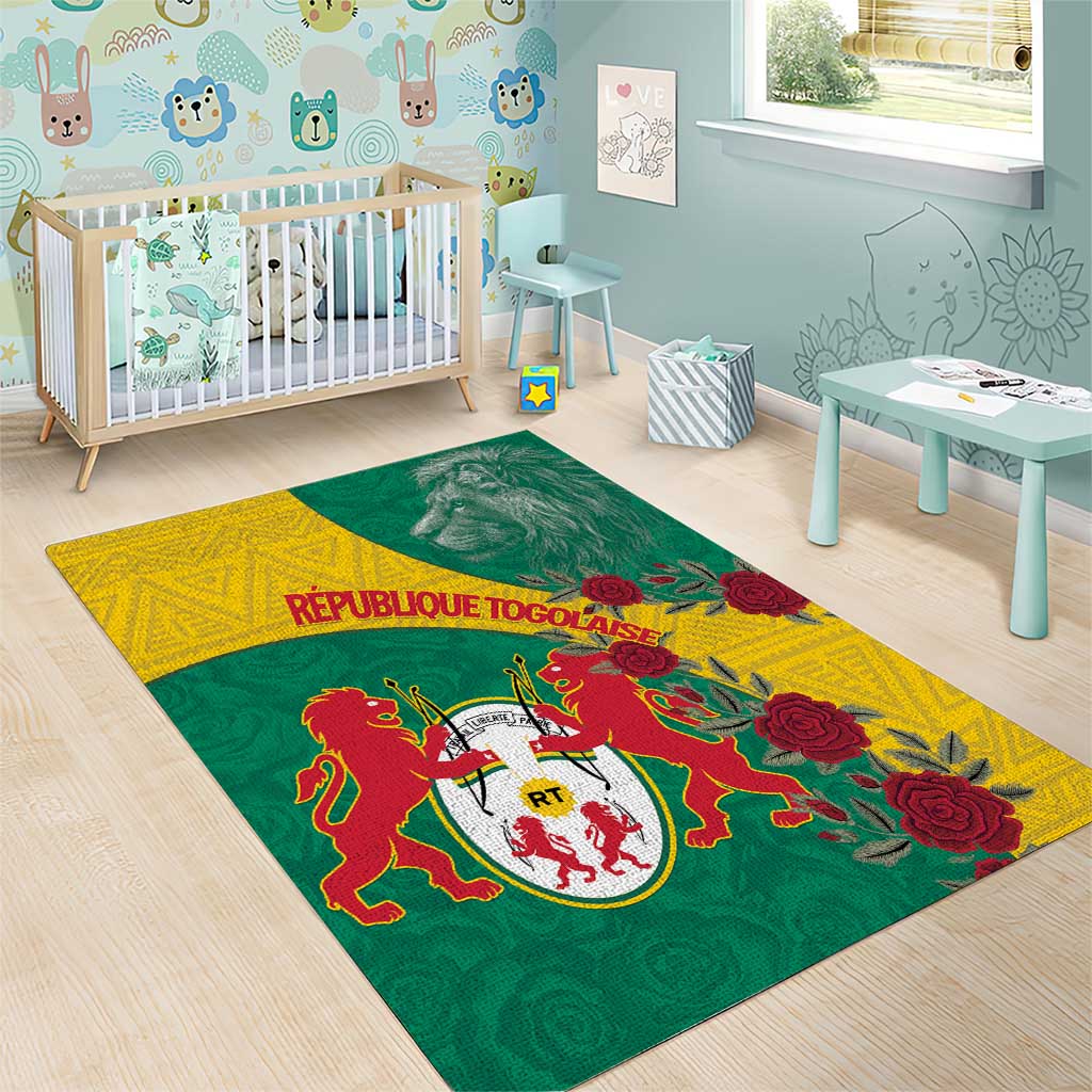 Personalised Togo Area Rug Coat Of Arms - African Mix Rose Pattern
