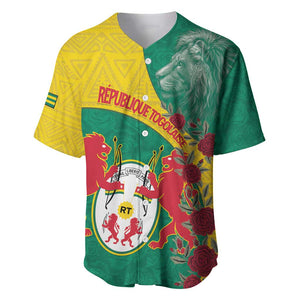Personalised Togo Baseball Jersey Coat Of Arms - African Mix Rose Pattern