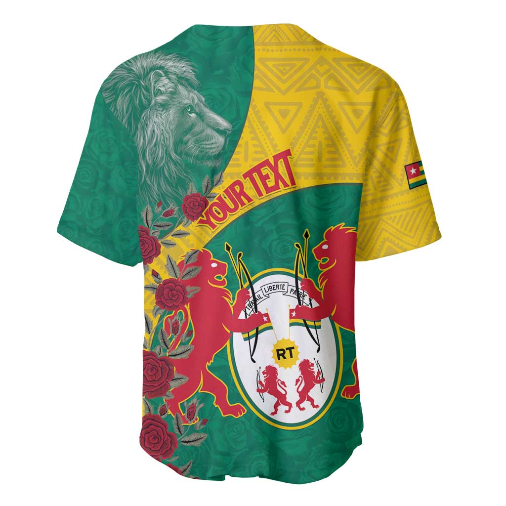 Personalised Togo Baseball Jersey Coat Of Arms - African Mix Rose Pattern