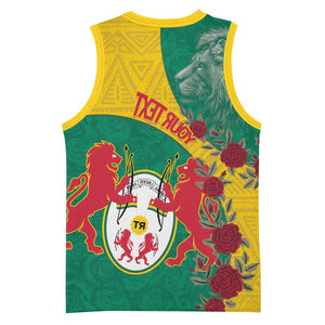 Personalised Togo Basketball Jersey Coat Of Arms - African Mix Rose Pattern - African Pride