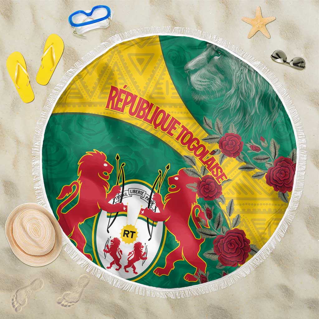 Personalised Togo Beach Blanket Coat Of Arms - African Mix Rose Pattern