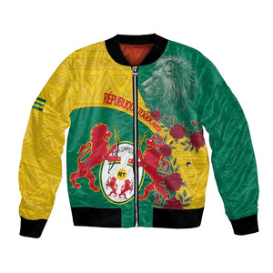 Personalised Togo Bomber Jacket Coat Of Arms - African Mix Rose Pattern