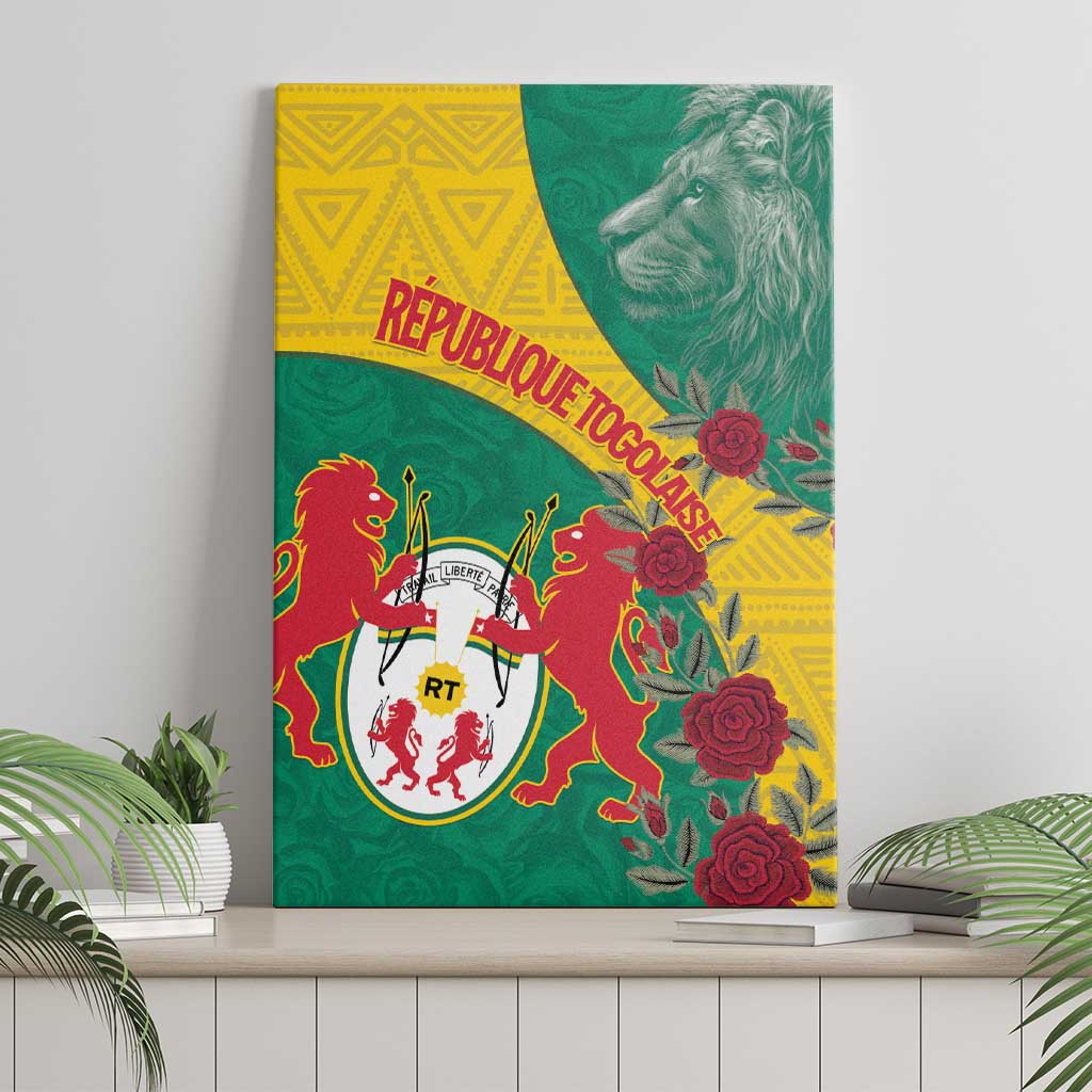 Personalised Togo Canvas Wall Art Coat Of Arms - African Mix Rose Pattern