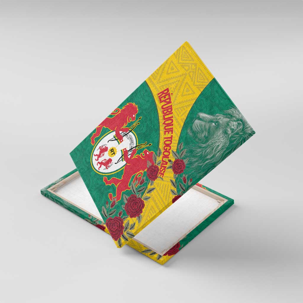 Personalised Togo Canvas Wall Art Coat Of Arms - African Mix Rose Pattern