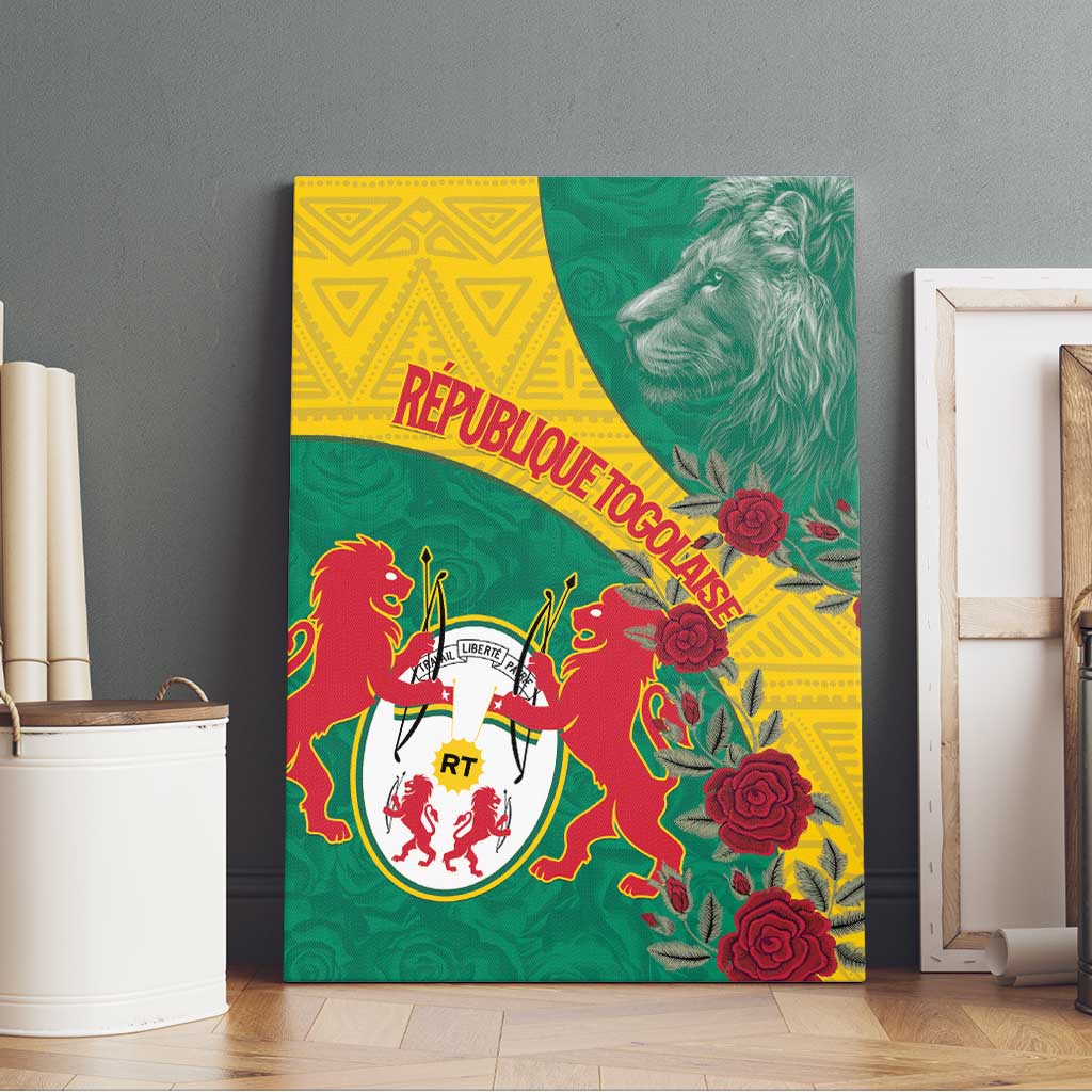 Personalised Togo Canvas Wall Art Coat Of Arms - African Mix Rose Pattern