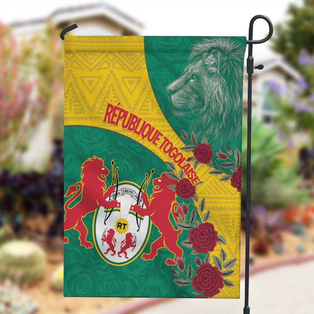 Personalised Togo Garden Flag Coat Of Arms - African Mix Rose Pattern