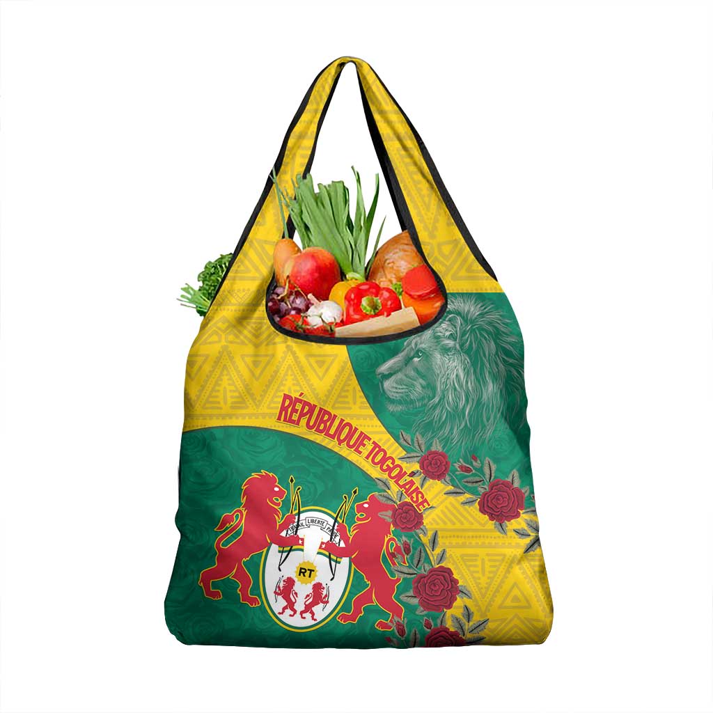Personalised Togo Grocery Bag Coat Of Arms - African Mix Rose Pattern