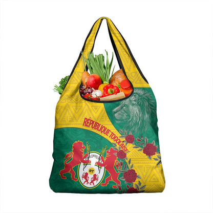 Personalised Togo Grocery Bag Coat Of Arms - African Mix Rose Pattern