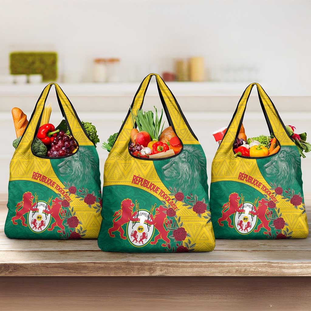 Personalised Togo Grocery Bag Coat Of Arms - African Mix Rose Pattern