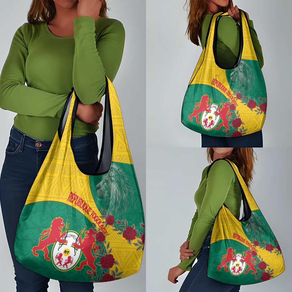 Personalised Togo Grocery Bag Coat Of Arms - African Mix Rose Pattern