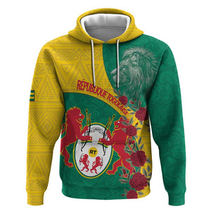 Personalised Togo Hoodie Coat Of Arms - African Mix Rose Pattern