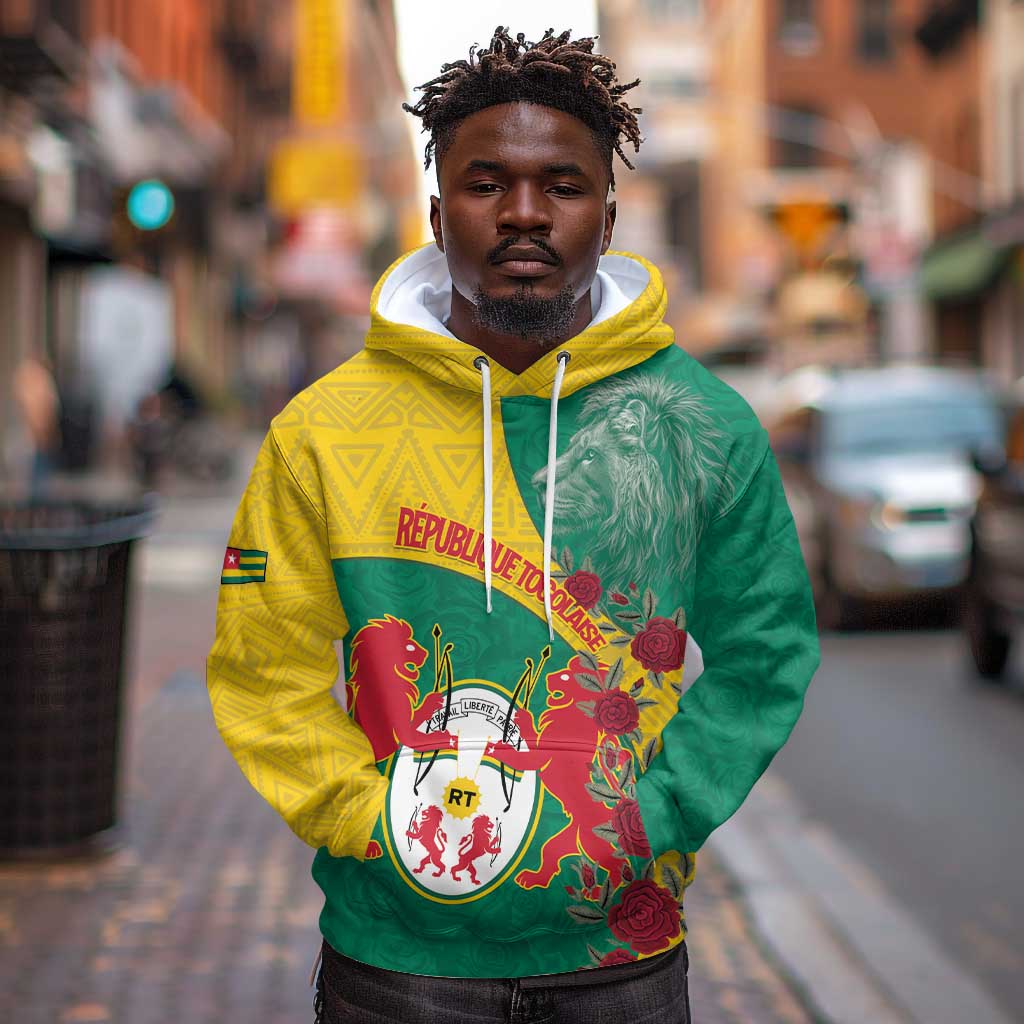 Personalised Togo Hoodie Coat Of Arms - African Mix Rose Pattern