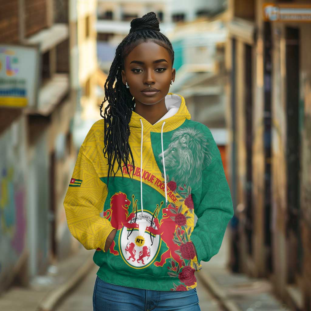 Personalised Togo Hoodie Coat Of Arms - African Mix Rose Pattern