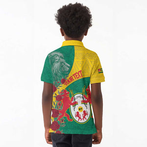 Personalised Togo Kid Polo Shirt Coat Of Arms - African Mix Rose Pattern