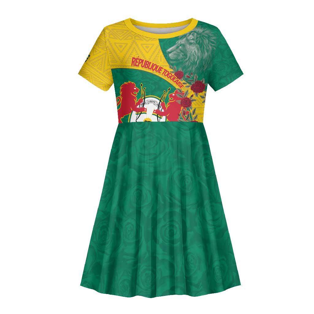 Personalised Togo Kid Short Sleeve Dress Coat Of Arms - African Mix Rose Pattern