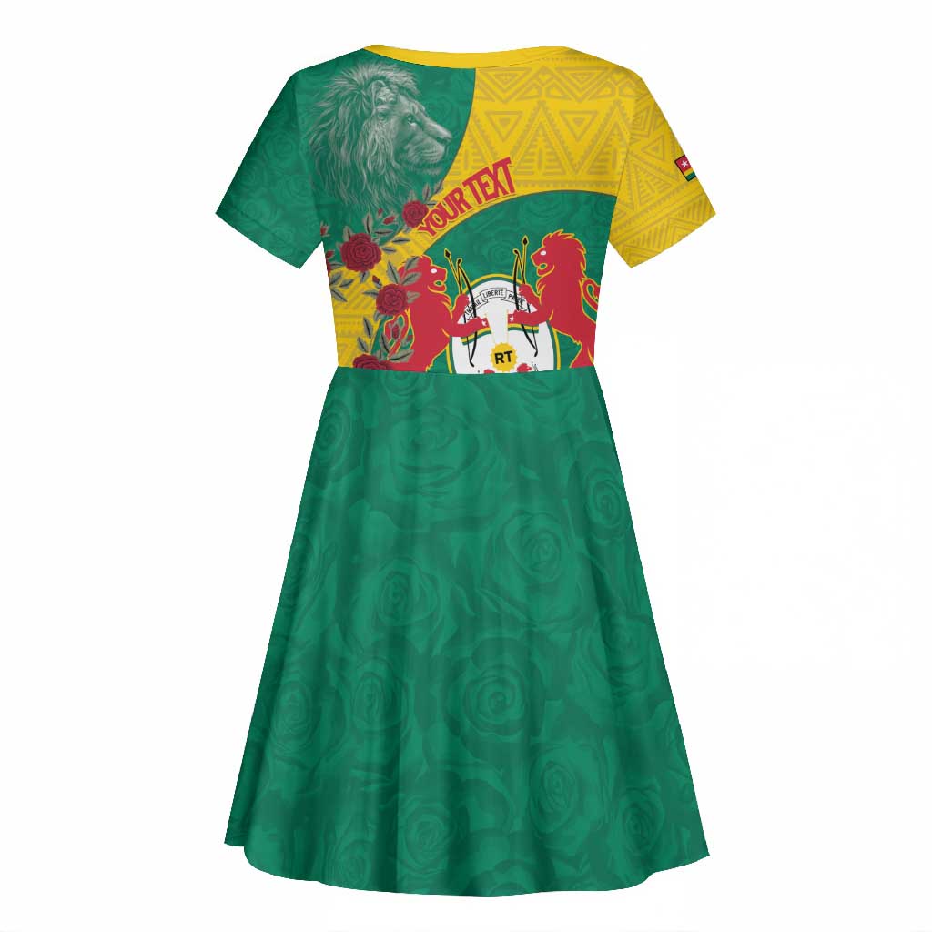 Personalised Togo Kid Short Sleeve Dress Coat Of Arms - African Mix Rose Pattern