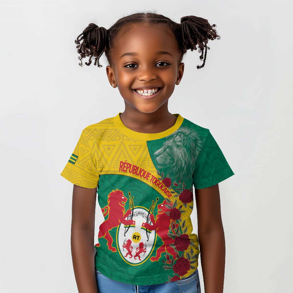 Personalised Togo Kid T shirt Coat Of Arms - African Mix Rose Pattern