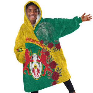 Personalised Togo Kid Wearable Blanket Hoodie Coat Of Arms - African Mix Rose Pattern