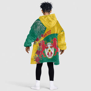 Personalised Togo Kid Wearable Blanket Hoodie Coat Of Arms - African Mix Rose Pattern