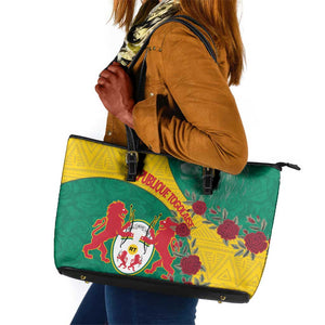 Personalised Togo Leather Tote Bag Coat Of Arms - African Mix Rose Pattern
