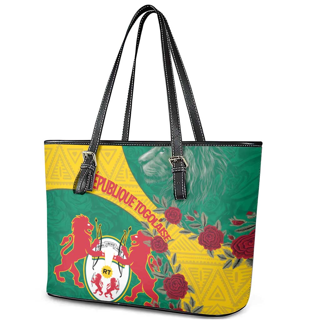 Personalised Togo Leather Tote Bag Coat Of Arms - African Mix Rose Pattern
