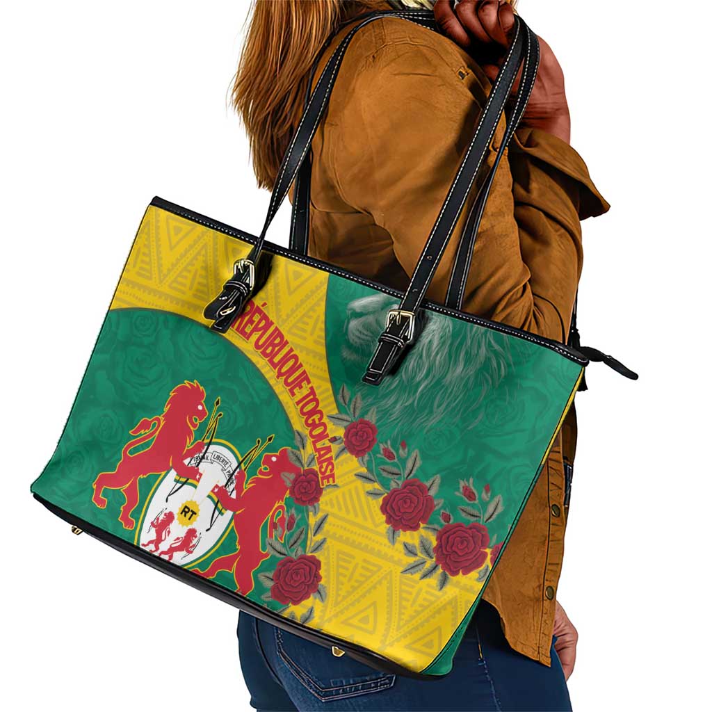 Personalised Togo Leather Tote Bag Coat Of Arms - African Mix Rose Pattern