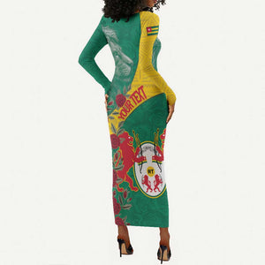 Personalised Togo Long Sleeve Bodycon Dress Coat Of Arms - African Mix Rose Pattern LT15