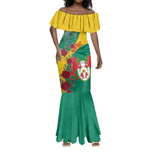 Personalised Togo Mermaid Dress Coat Of Arms - African Mix Rose Pattern