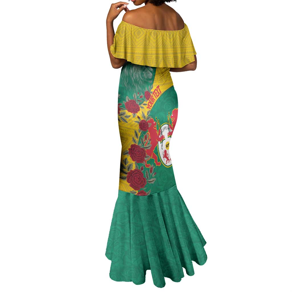 Personalised Togo Mermaid Dress Coat Of Arms - African Mix Rose Pattern