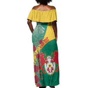 Personalised Togo Off Shoulder Maxi Dress Coat Of Arms - African Mix Rose Pattern
