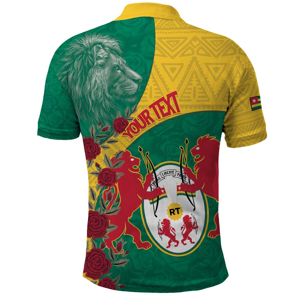 Personalised Togo Polo Shirt Coat Of Arms - African Mix Rose Pattern