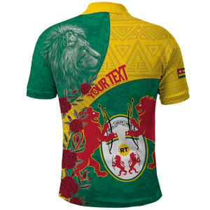 Personalised Togo Polo Shirt Coat Of Arms - African Mix Rose Pattern