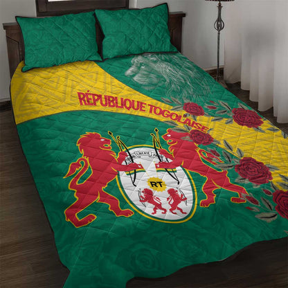 Personalised Togo Quilt Bed Set Coat Of Arms - African Mix Rose Pattern