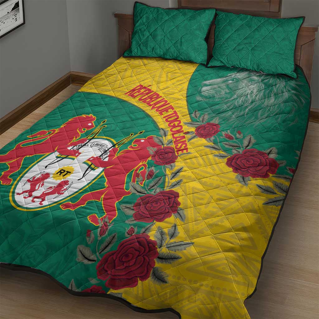 Personalised Togo Quilt Bed Set Coat Of Arms - African Mix Rose Pattern