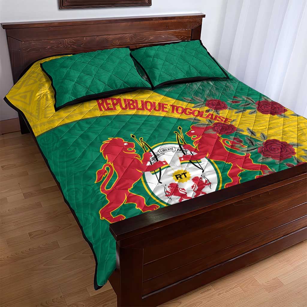 Personalised Togo Quilt Bed Set Coat Of Arms - African Mix Rose Pattern