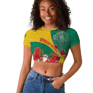 Personalised Togo Raglan Cropped T shirt Coat Of Arms - African Mix Rose Pattern