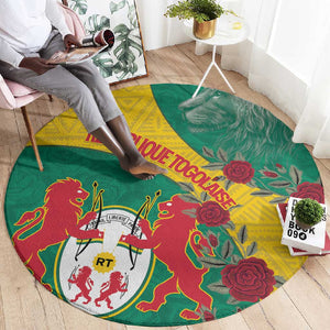 Personalised Togo Round Carpet Coat Of Arms - African Mix Rose Pattern
