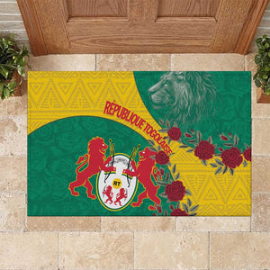 Personalised Togo Rubber Doormat Coat Of Arms - African Mix Rose Pattern