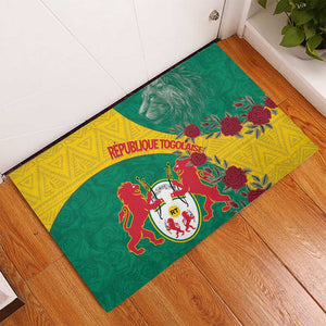 Personalised Togo Rubber Doormat Coat Of Arms - African Mix Rose Pattern