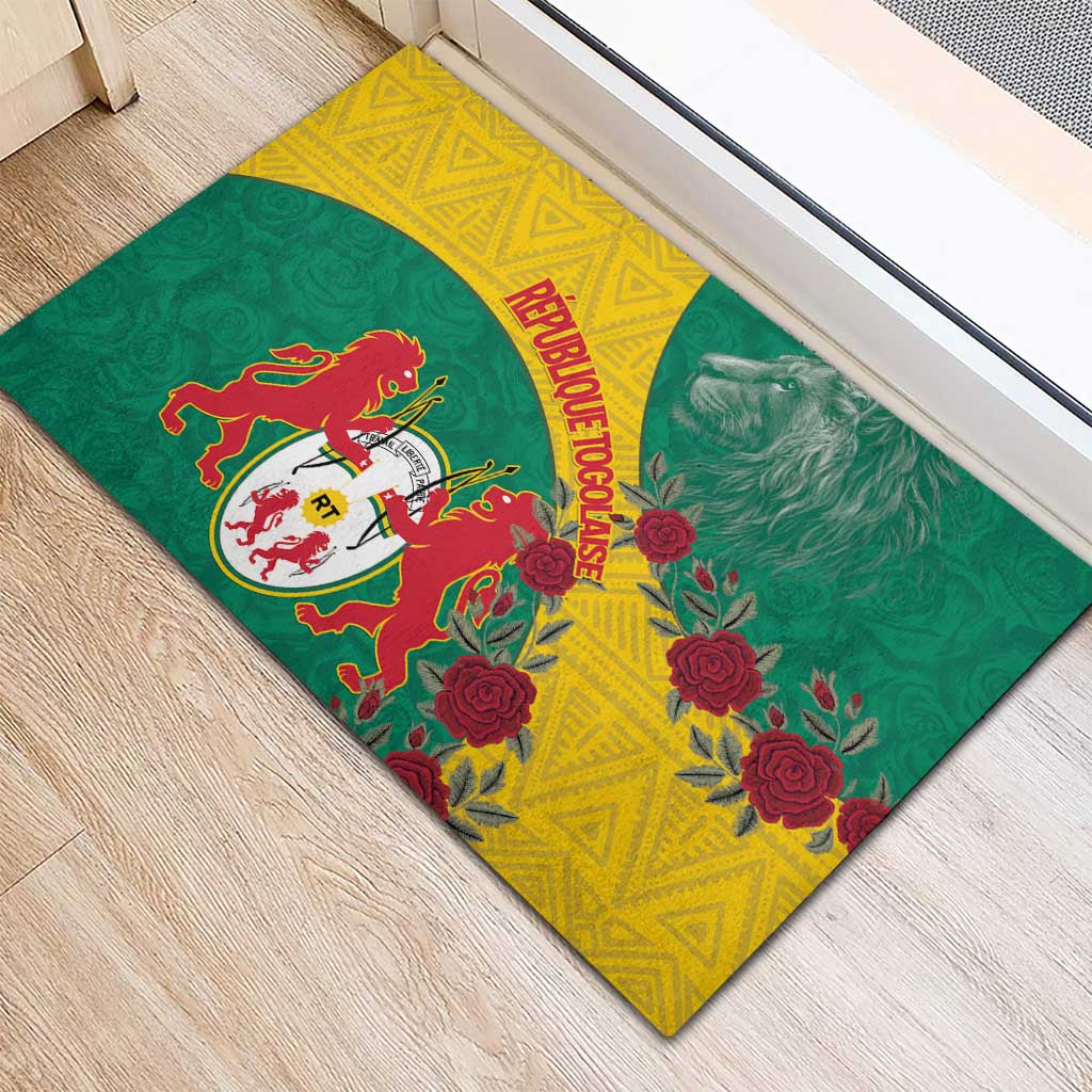 Personalised Togo Rubber Doormat Coat Of Arms - African Mix Rose Pattern