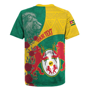 Personalised Togo Rugby Jersey Coat Of Arms - African Mix Rose Pattern