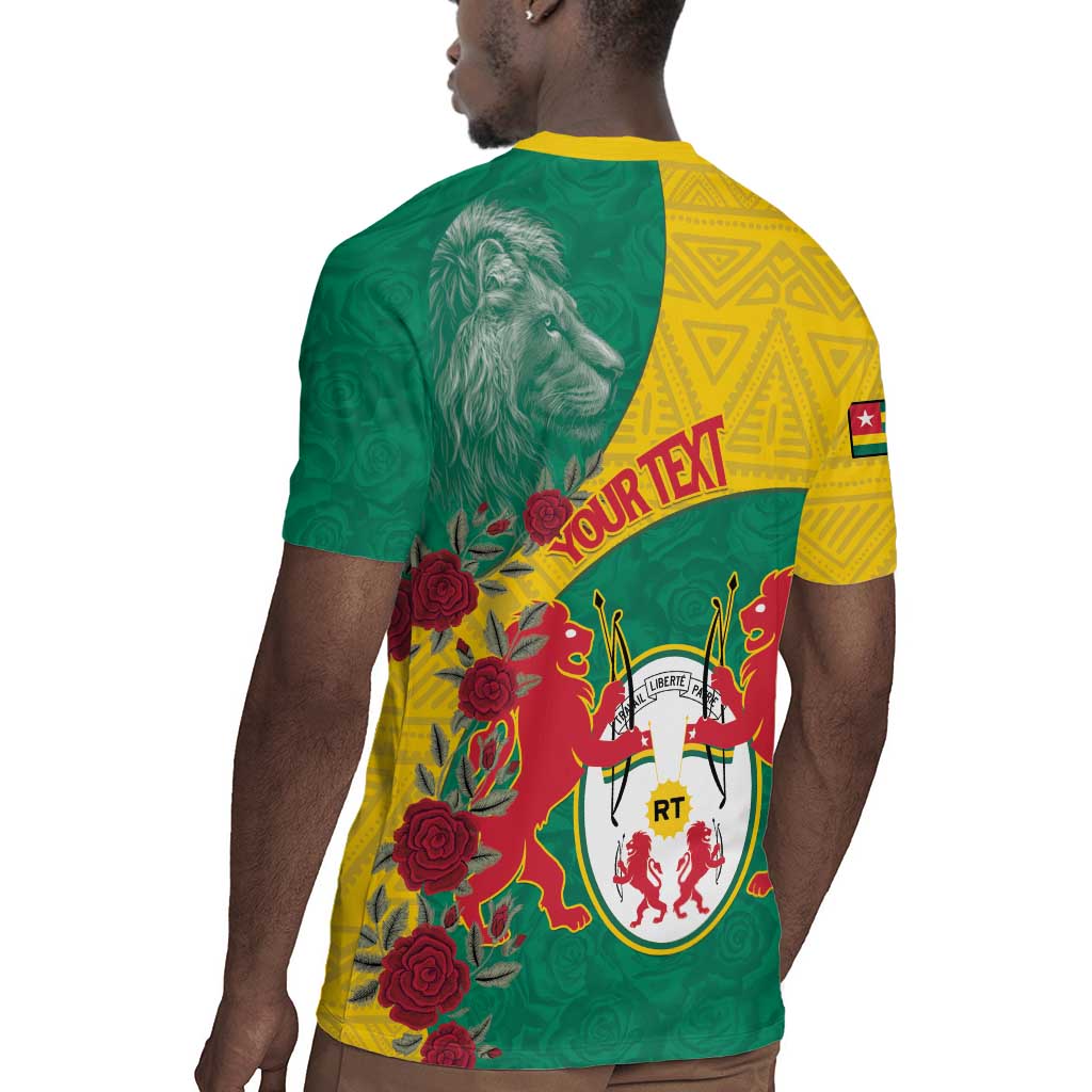 Personalised Togo Rugby Jersey Coat Of Arms - African Mix Rose Pattern