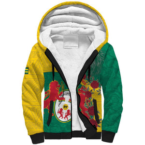 Personalised Togo Sherpa Hoodie Coat Of Arms - African Mix Rose Pattern