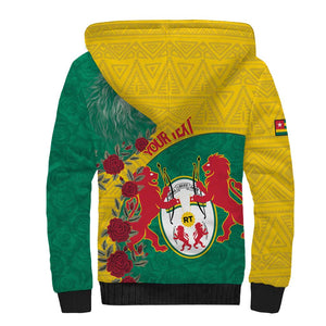 Personalised Togo Sherpa Hoodie Coat Of Arms - African Mix Rose Pattern